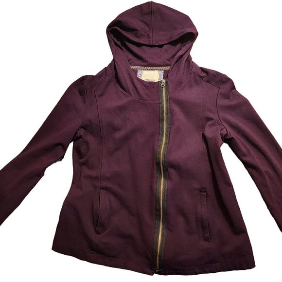 Tilley Canada Side Zipper Hooded Eggplant Purple Thumbholes Sweatshirt Sz. L - Picture 3 of 6